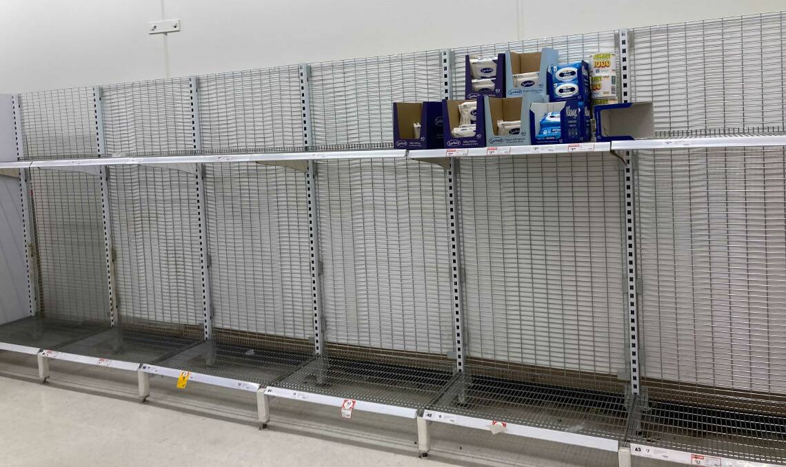 Toilet paper shelf at Jamison Coles on Sunday night. Picture: Lanie Tindale