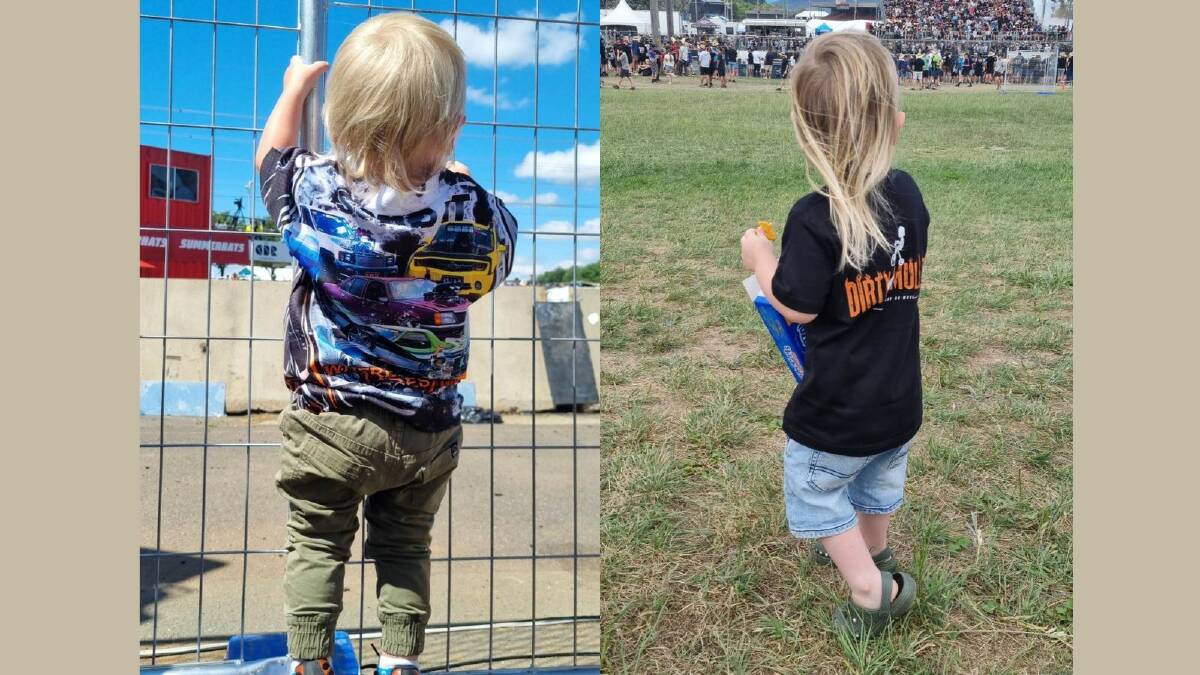 Jaxx Rowe's mullet, at one-years-old and two-years-old. Picture supplied