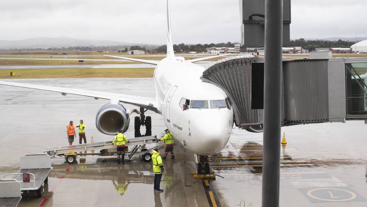 The first Rex flight from Melbourne to Canberra landed on Thursday. Picture: Keegan Carroll
