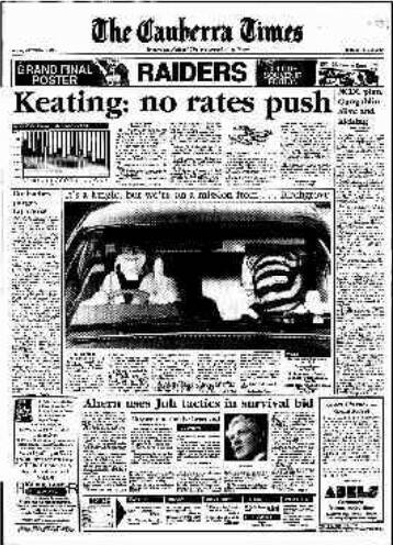The front page of The Canberra Times on September 22, 1989.