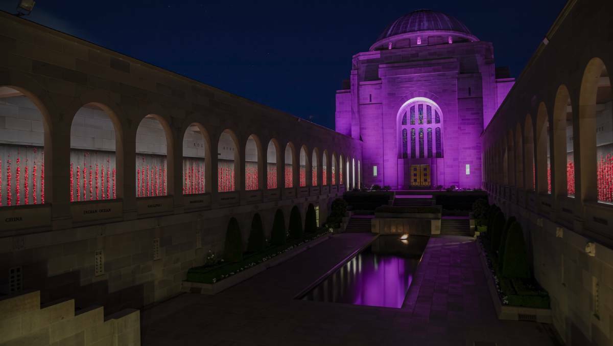 The Australian War Memorial in Royal Purple. Picture supplied