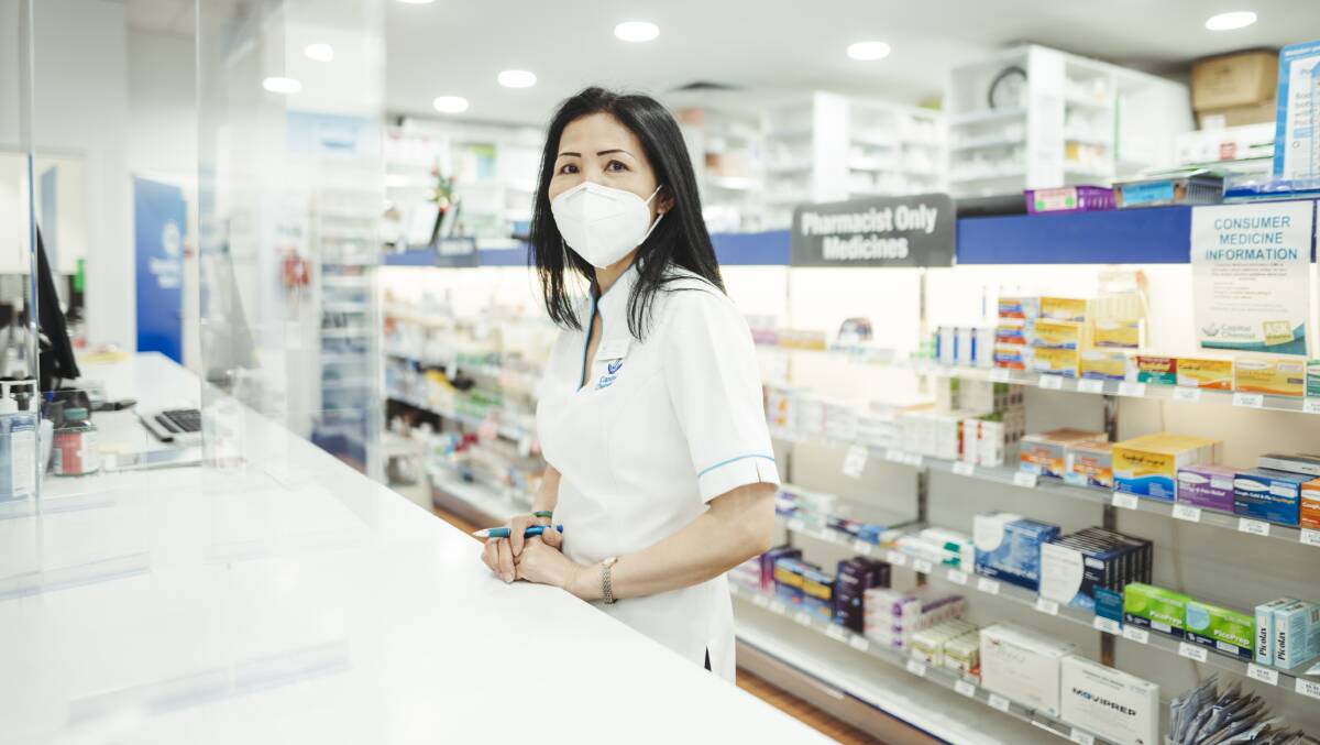 Pharmacist Thanh Hood, pictured at Capital Chemists in Dickson. Picture: Dion Georgopoulos