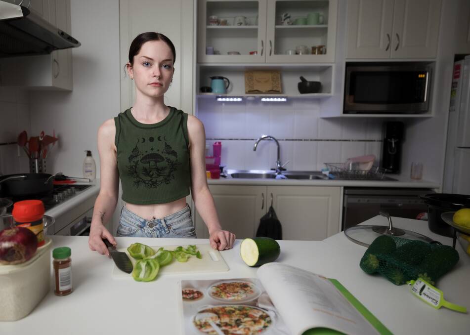 Financial pressure from rent increases have resulted in Sophie Clark cutting back meat in her meals. Picture by Sitthixay Ditthavong