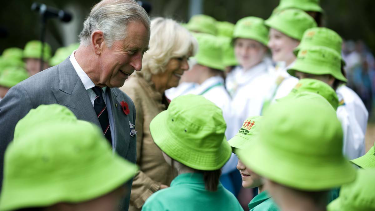 King Charles III and Queen's consort Camilla chat with the children in Canberra, November 2012. Picture by Elesa Lee