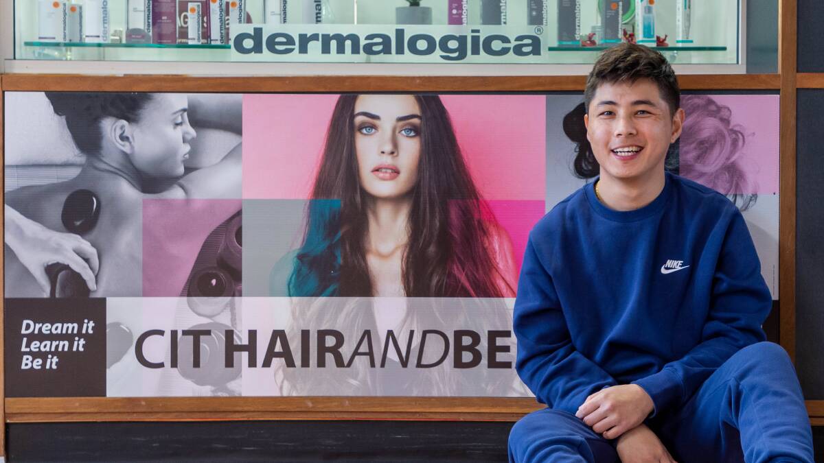 Tenzin Khenrab hopes to eventually open his own hair salon. Picture: Canberra Refugee Support