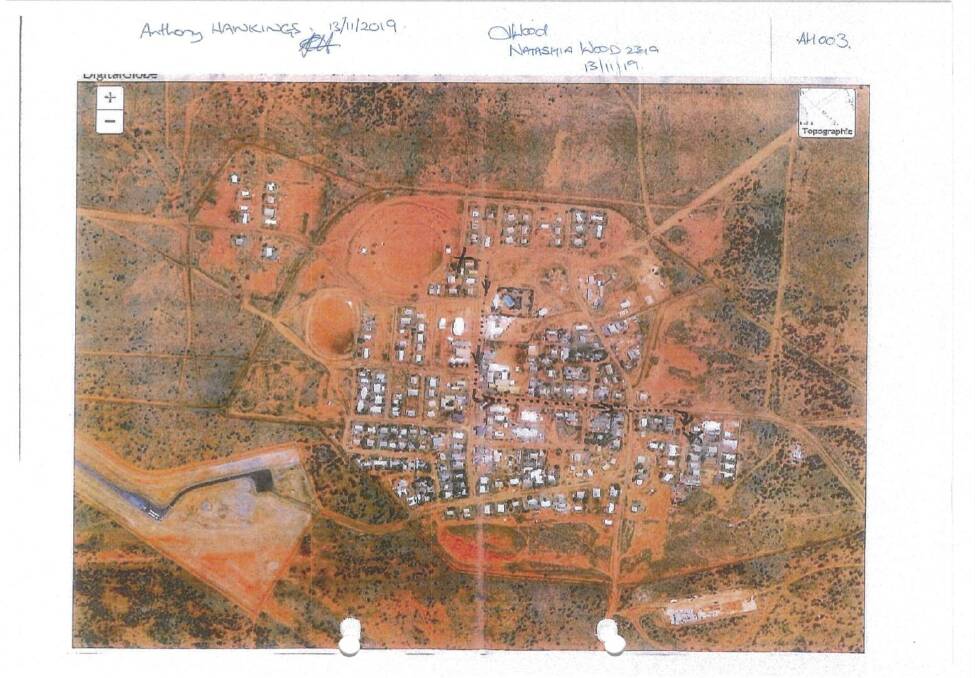 A map of Yuendumu used by the IRT. Picture: Supreme Court of the Northern Territory