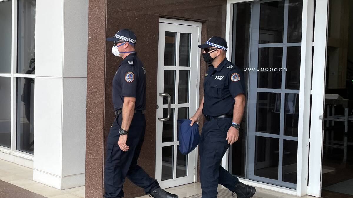 POLICE PARTNER: Sergeants Adam Eberl and Lee Bauwens leave the Darwin Supreme Court. Picture: Sarah Matthews