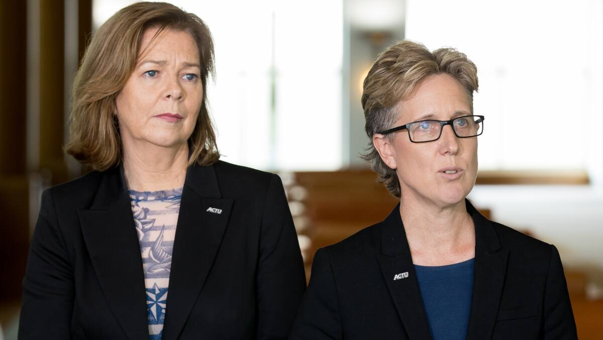 Australian Council of Trade Unions President Michele O'Neil and Secretary Sally McManus. Picture: Sitthixay Ditthavong