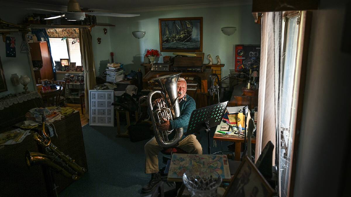 John Griffiths has been fixing musical instruments in Tamworth, NSW for decades. Picture by Gareth Gardner