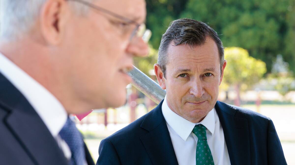 Mark McGowan with Scott Morrison in Perth. Picture: AAP