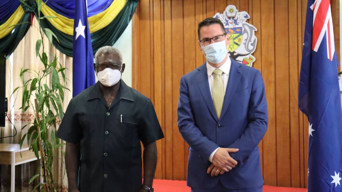 Zed Seselja with Solomon Islands Prime Minister Manasseh Sogavare. Picture: Supplied