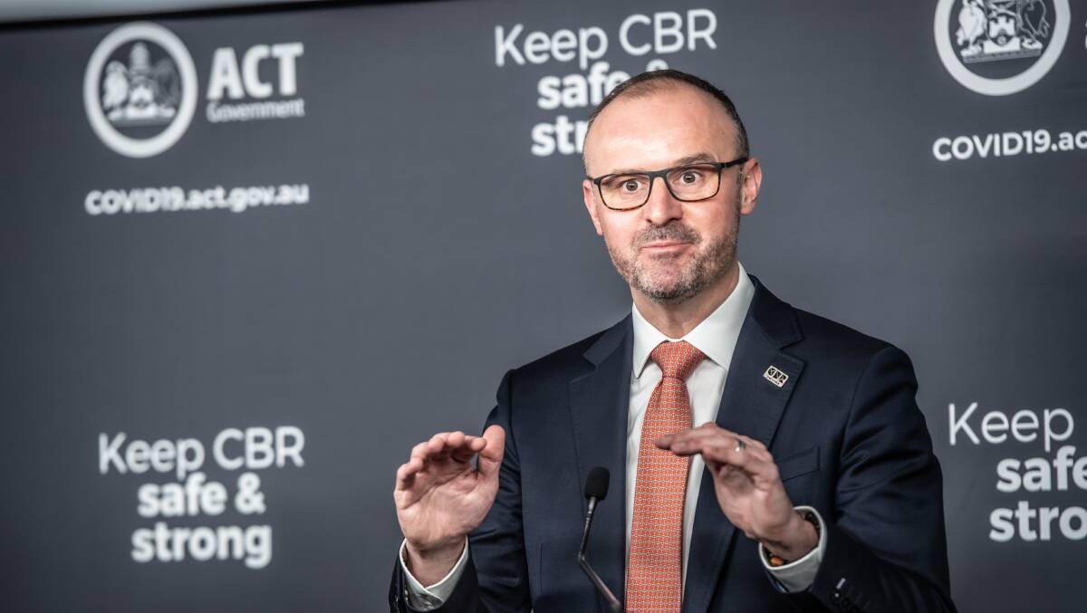 Chief Minister Andrew Barr has unveiled the ACT's path out of lockdown. Picture: Karleen Minney