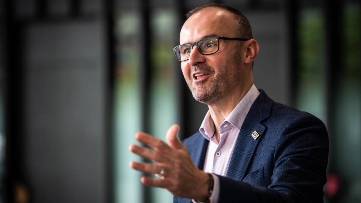 Andrew Barr does not believe the ACT will exceed 100 per cent vaccination. Picture: Karleen Minney