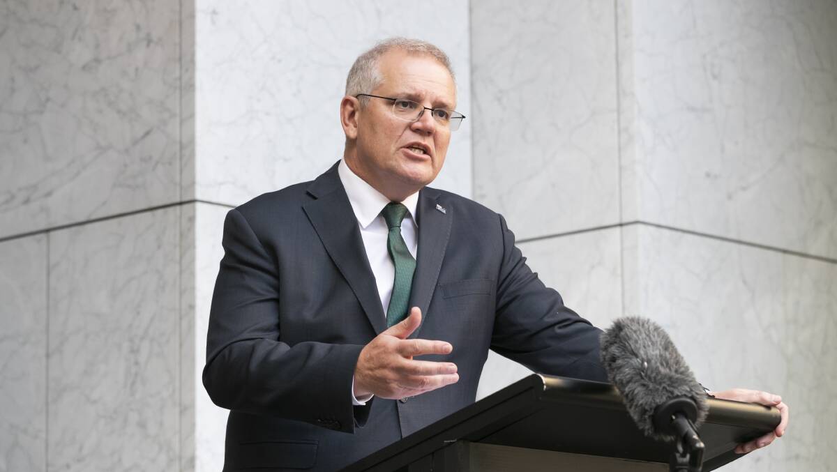 Scott Morrison has pinned his hopes on technology to avoid a climate catastrophe, after a damning UN report was released on Monday. Picture: Keegan Carroll