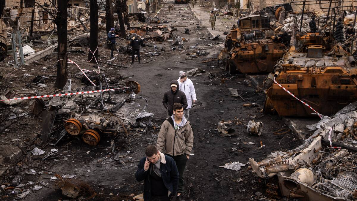 Scenes from Bucha after Russian troops withdrew from the town. Picture: Getty Images