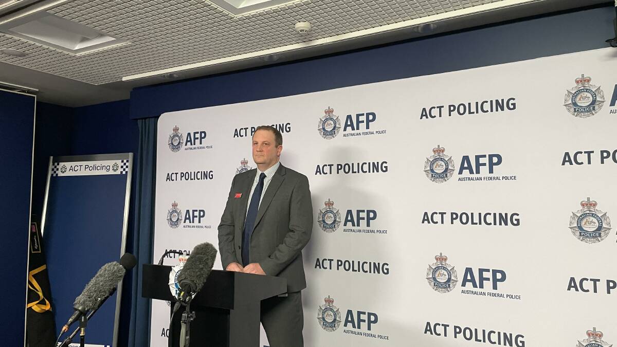 ACT police detective superintendent Hall O'Meagher at a press conference on Sunday. Picture by Miriam Webber