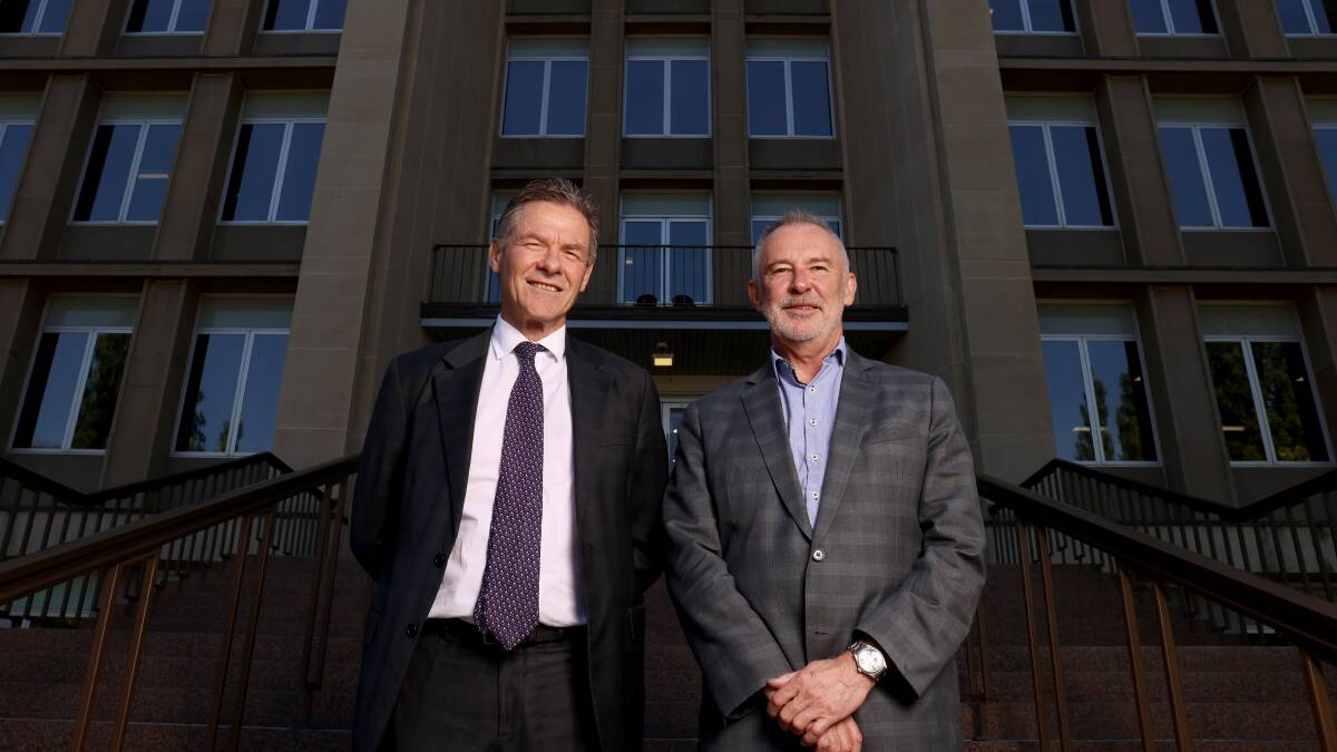 Retiring APS Commissioner Peter Woolcott, left, and Dr Gordon de Brouwer, right, who is set to take over the role. Picture by James Croucher