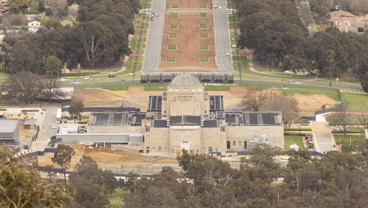 War Memorial construction from Mount Ainslie. Picture by Keegan Carroll