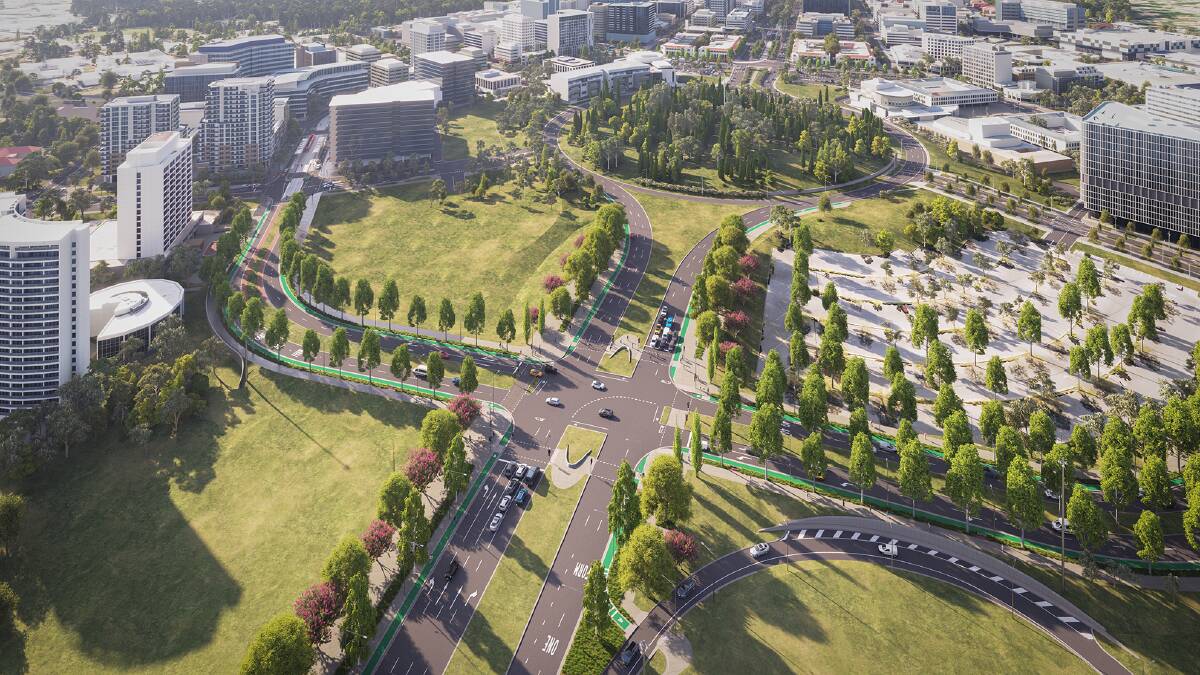 Renders of the completed works to raise London Circuit to be in line with Commonwealth Avenue. Pictures: Supplied
