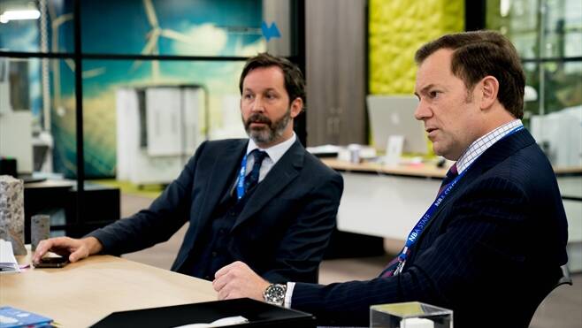 Scott (Dave Lawson) and Jim (Anthony Lehmann) in season 5, episode 5 of Utopia. Picture supplied
