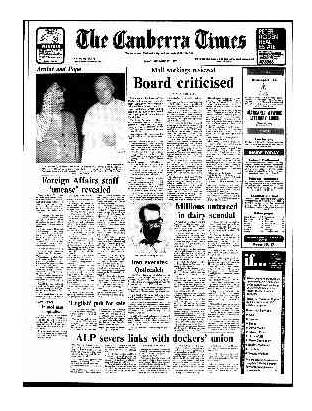 The front page of The Canberra Times on September 17, 1982.