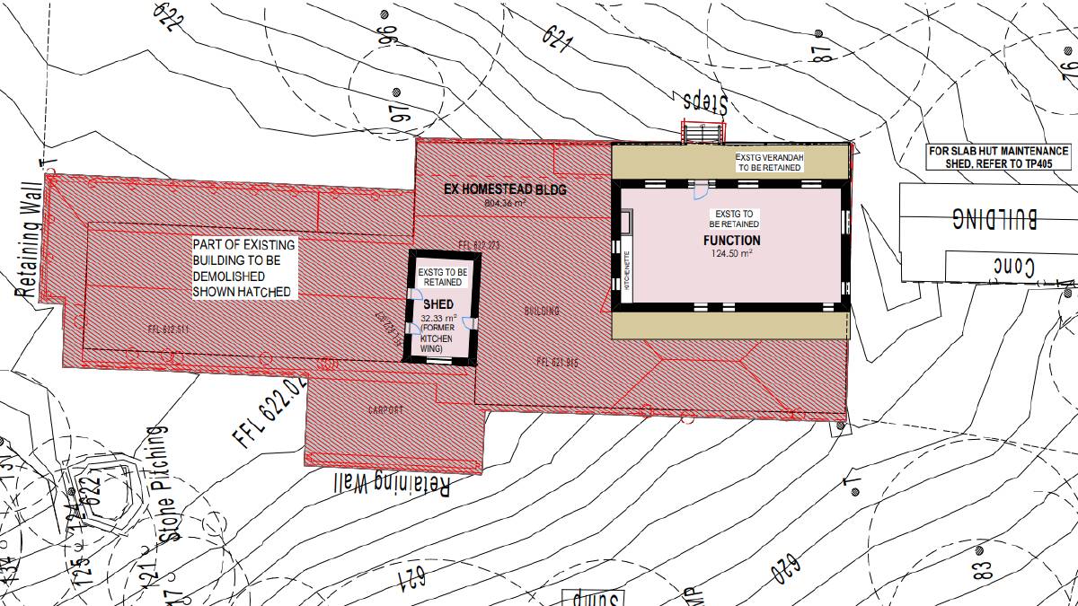 Demolition plans for parts of the homestead building. Picture: Supplied