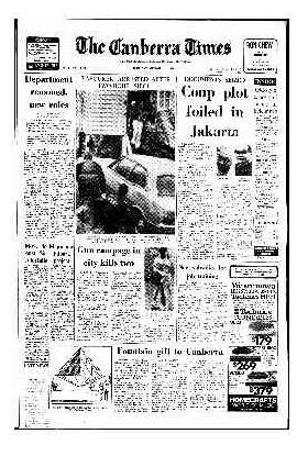 The front page of The Canberra Times on September 23, 1976.