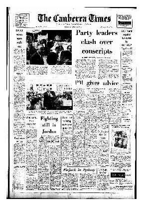 The front page of The Canberra Times on September 25, 1970.