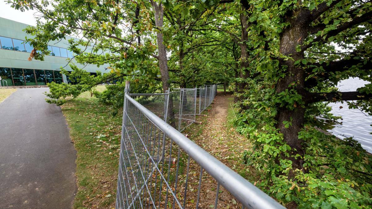 Fencing near the NMA on Acton Peninsula. Picture: Sitthixay Ditthavong