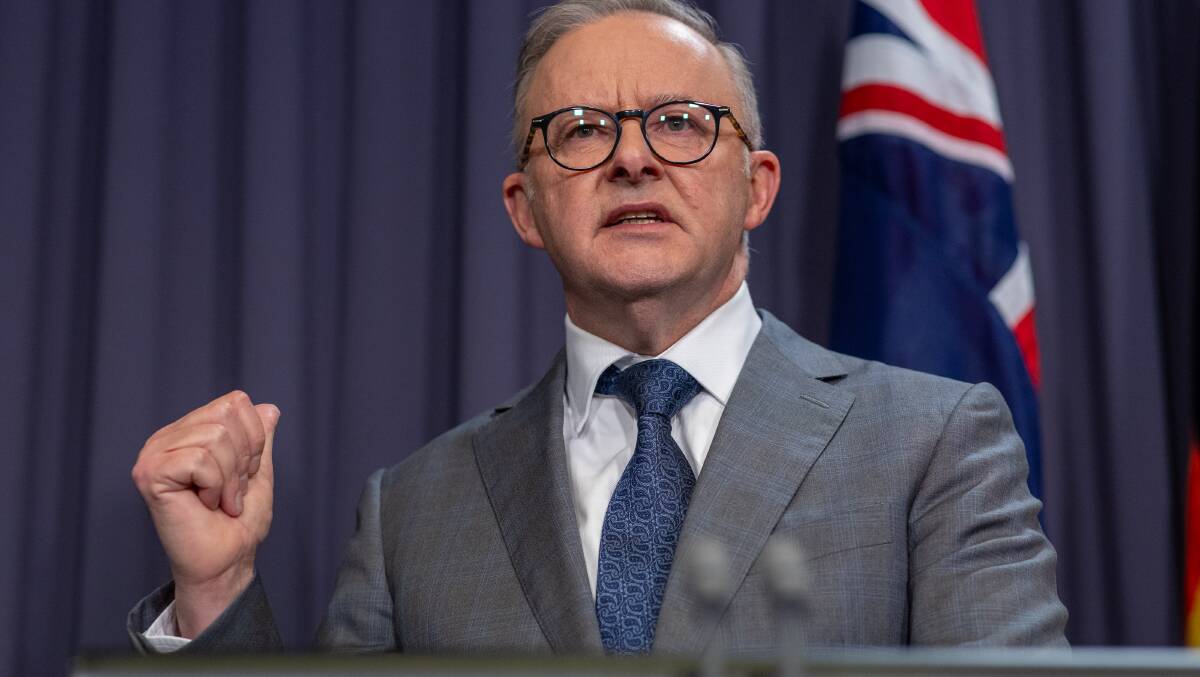 Prime Minister Anthony Albanese addresses the media after receiving the report. Picture by Gary Ramage