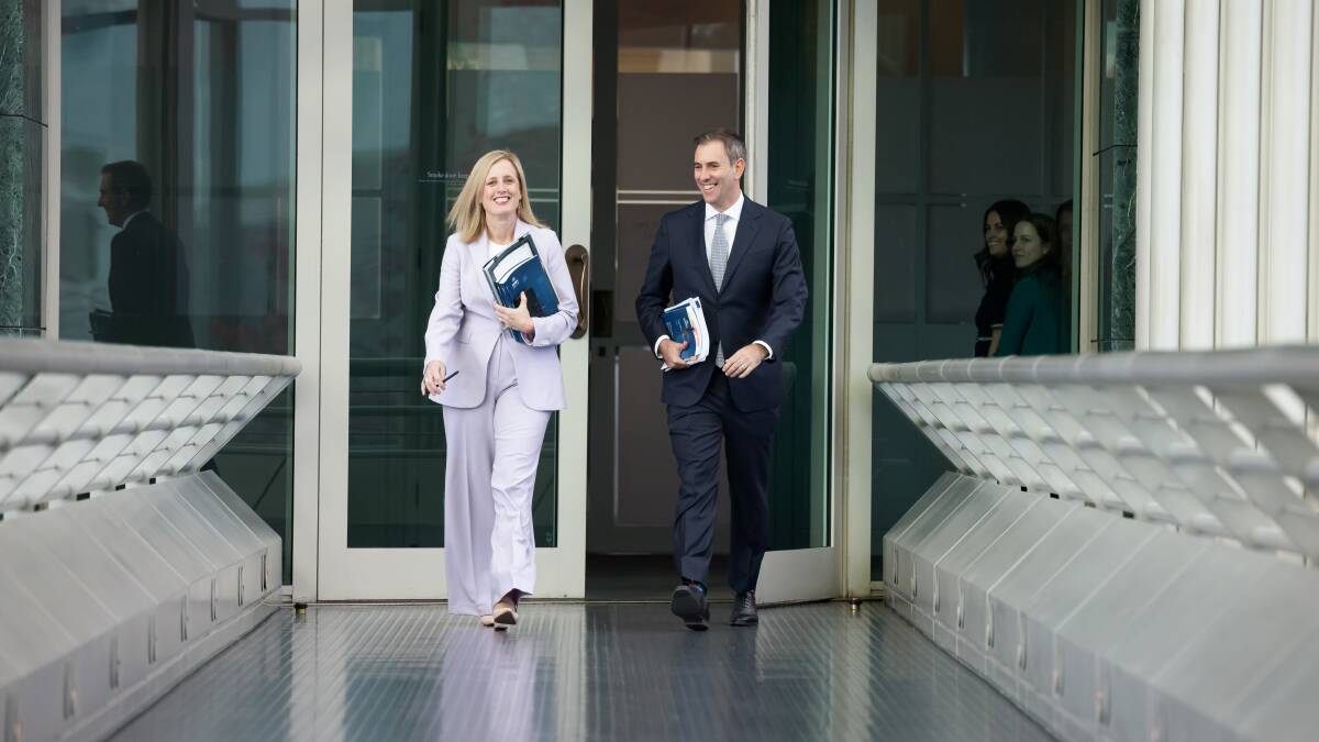 Finance Minister Katy Gallagher and Treasurer Jim Chalmers at Parliament House on Tuesday. Picture by Sitthixay Ditthavong