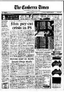 The front page of The Canberra Times on October 15, 1987