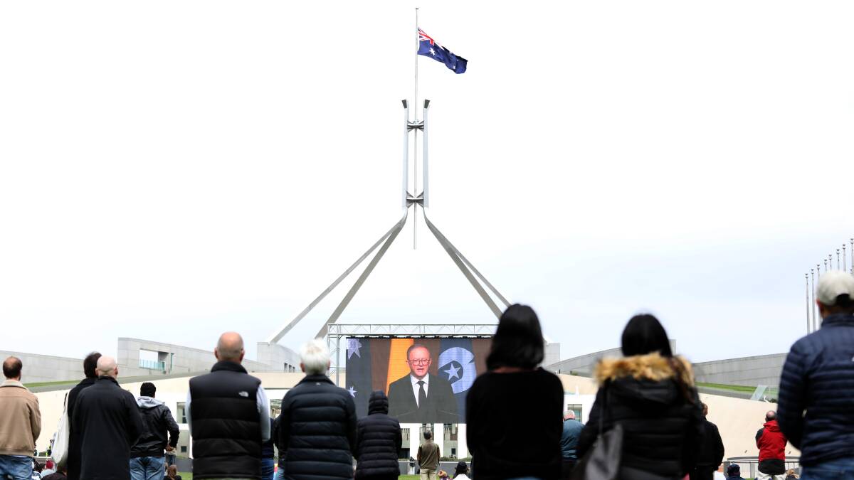 A national memorial service for the Queen held outside Parliament House last year. Picture by James Croucher