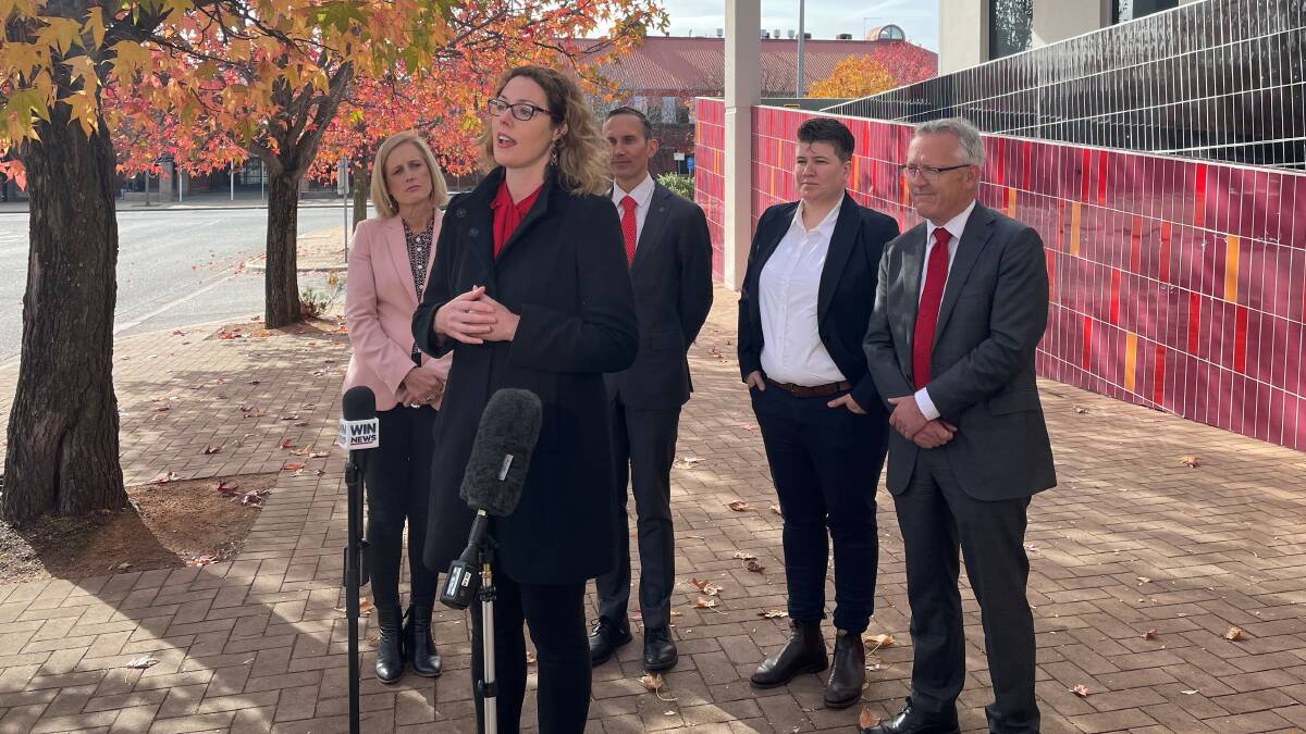 Member for Canberra Alicia Payne speaks at a press conference announcing the clinic. Picture: Miriam Webber