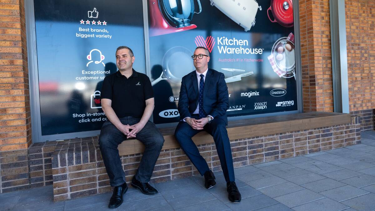 Kitchen Warehouse's Justin Zito and Canberra Airport's Lachlan Fitzpatrick. Picture by Gary Ramage