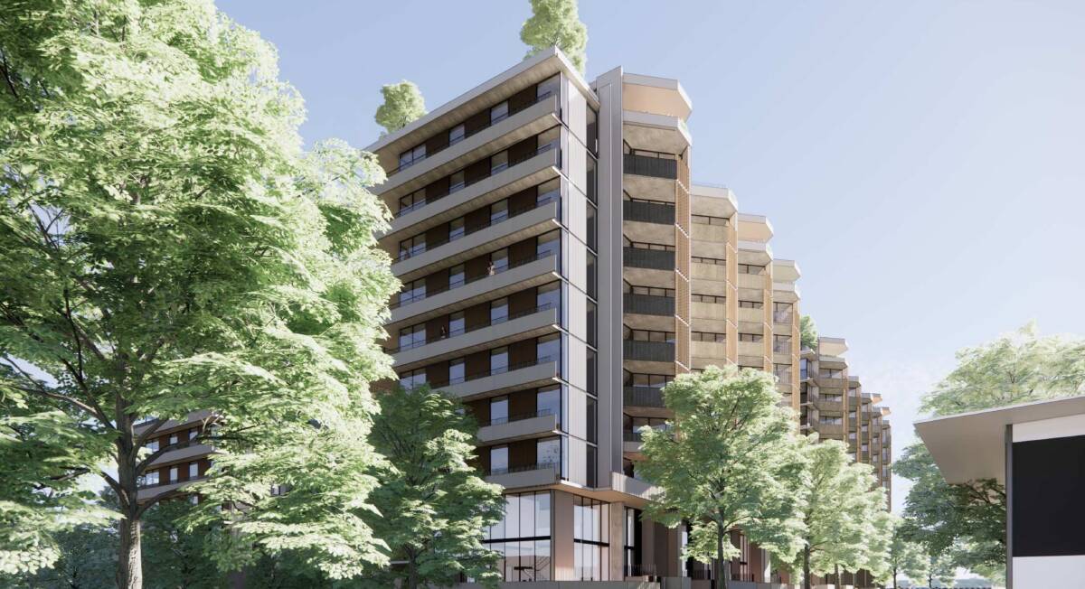 The proposal includes four, 10-storey buildings. Picture Stewart Architecture