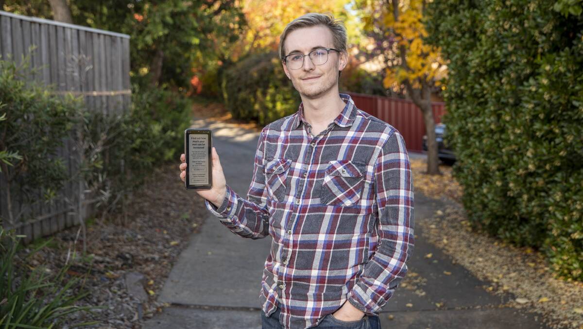 Canberra renter Michael Turvey has designed a website that helps calculate whether a rent increase is excessive. Picture: Keegan Carroll