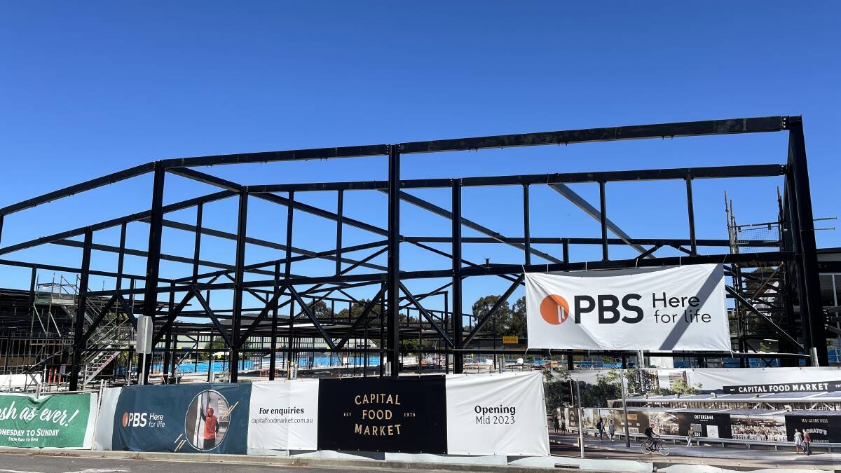 PBS Building's work site at the Capital Food Market in Belconnen was empty on Monday afternoon. Picture by Brittney Levinson