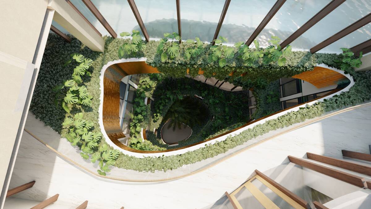 An artist's impression of the central atrium inside the hotel. Picture supplied