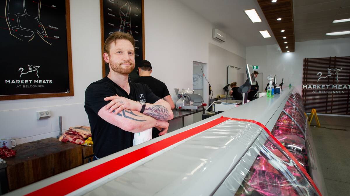 Bede Wright, owner of Market Meats at Belconnen, is looking forward to moving into the new market location. Picture by Elesa Kurtz