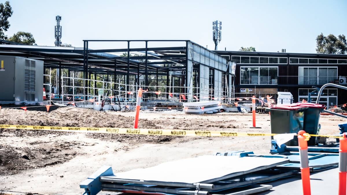 PBS Building's Belconnen Markets construction site was empty on Monday. Picture by Karleen Minney