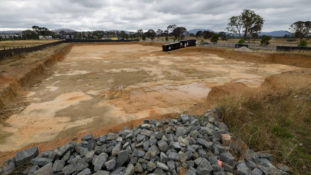 The development site for Olea Gungahlin as it stands in February. Picture by Sitthixay Ditthavong