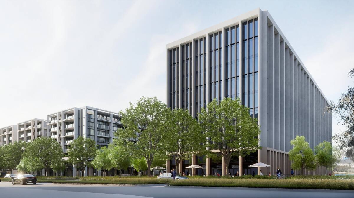 An artist's impression of the new office block proposed for Anzac Park East. Picture May and Russell Architects