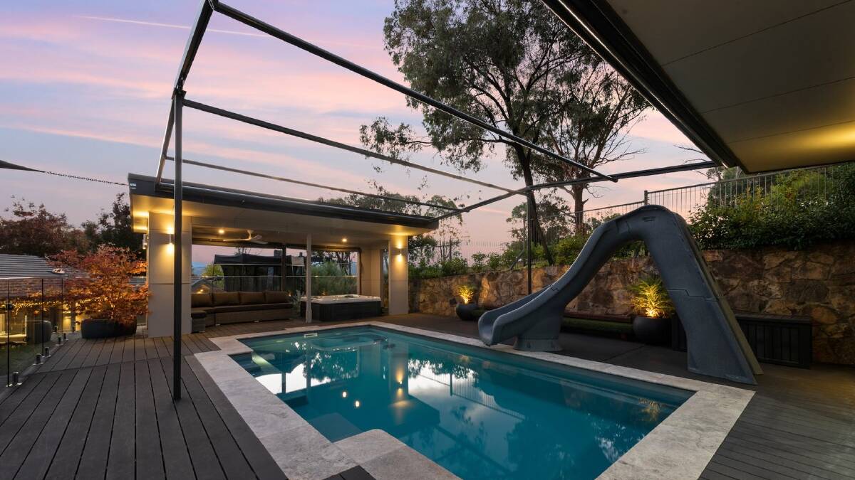 The home, created to suit a family of six, features in own water slide into a heated pool. Picture supplied