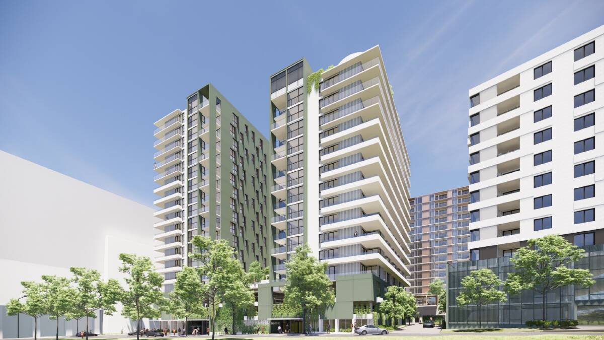 The Hunter will include 189 apartments across two buildings, 16 and 18 storeys in height. Picture Stewart Architecture