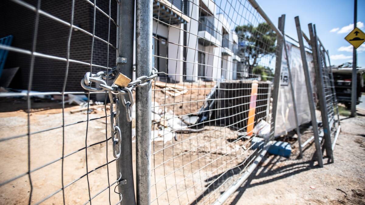 Project Coordination's Sierra job site in Narrabundah was locked up on Tuesday. Picture by Karleen Minney