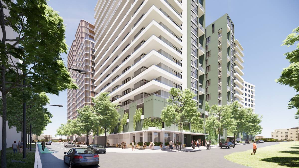 An artist's impression of The Hunter, the final stage in Doma's mixed-use precinct in Woden. Picture Stewart Architecture