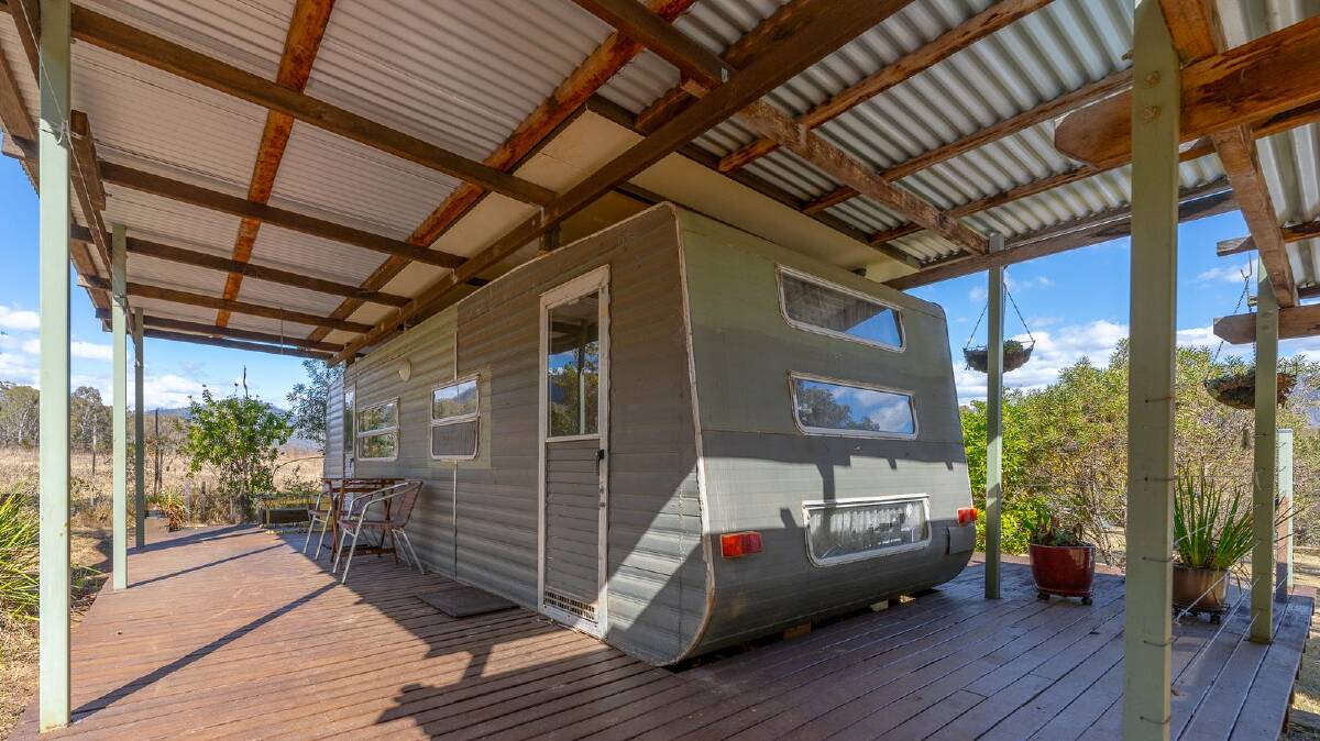 A caravan on more than seven hectares of land is up for sale in Araluen, NSW. Picture supplied
