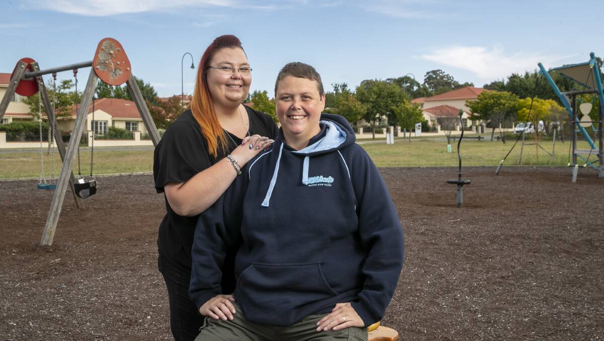 Sarah Cassidy and Naomi Galvin say they feel grateful to have purchased their first home in Queanbeyan, despite a booming property market. Picture: Keegan Carroll