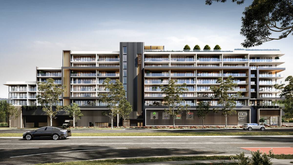 Stage one of the Koko development will comprise 132 residential apartments and commercial shops. Picture: Oztal Architects